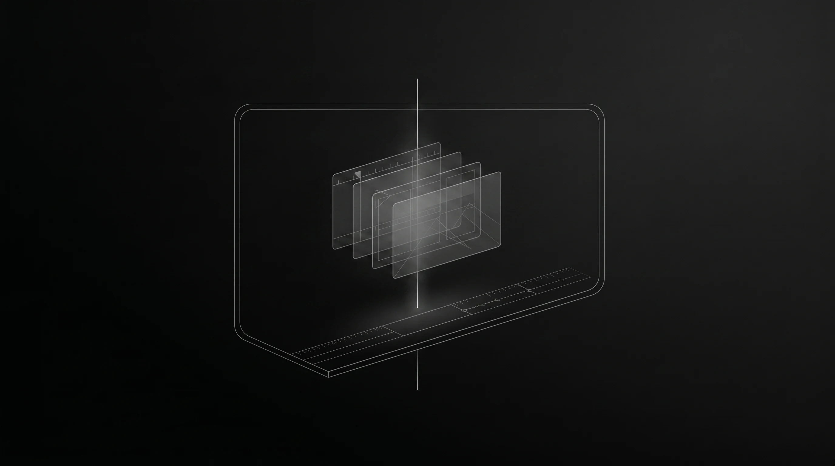 Abstract local project vault containing layered media panels.
