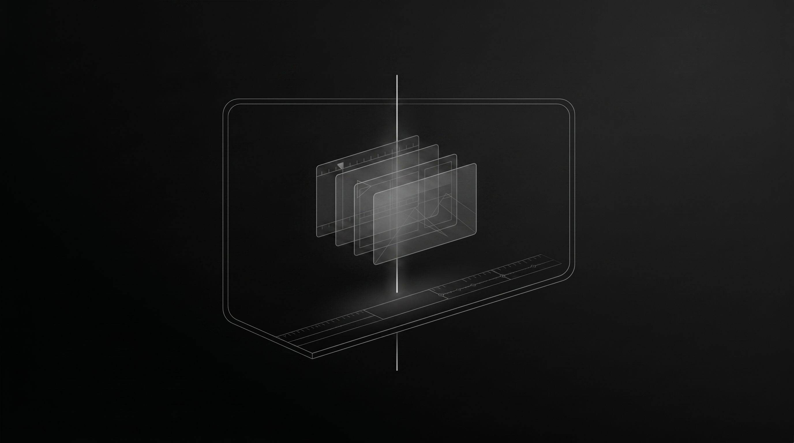 Abstract local project vault containing layered media panels.